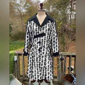 Samuel Dong fitted black and white jacket with black ribbon accents size medium